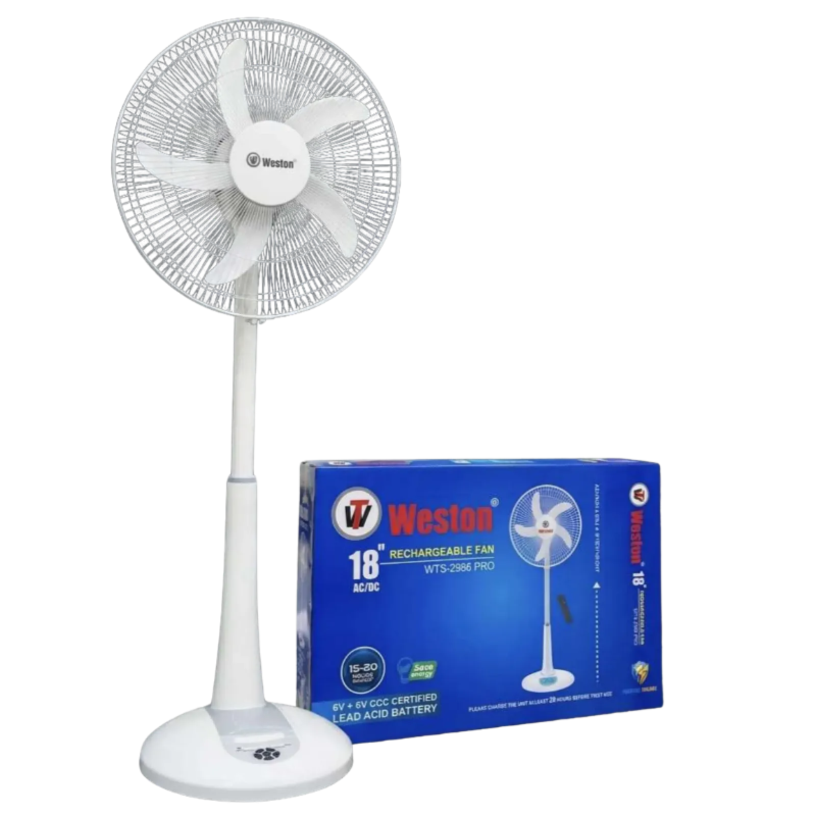 Weston 18" 2986HSR PRO Rechargeable Stand Fan